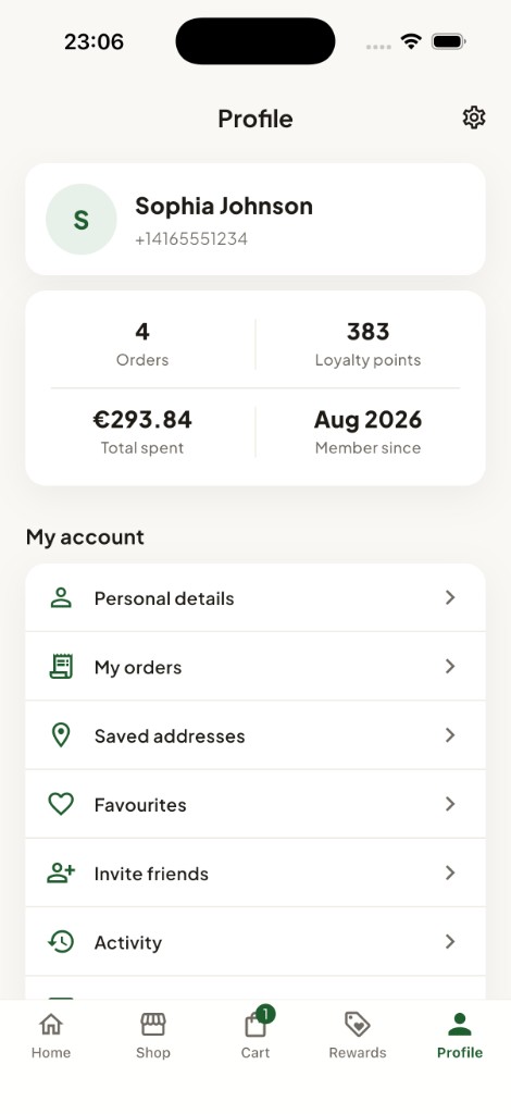 OrgFlw profile on Android
