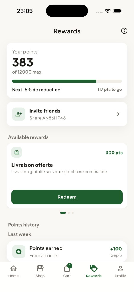Earn points in OrgFlw
